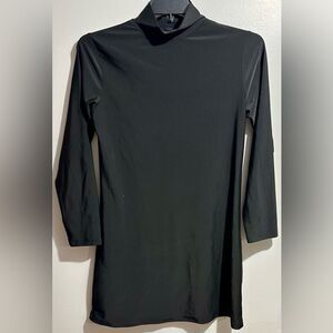 Mock Turtleneck Dress. 3/4 Length Sleeve Mini Black (688)